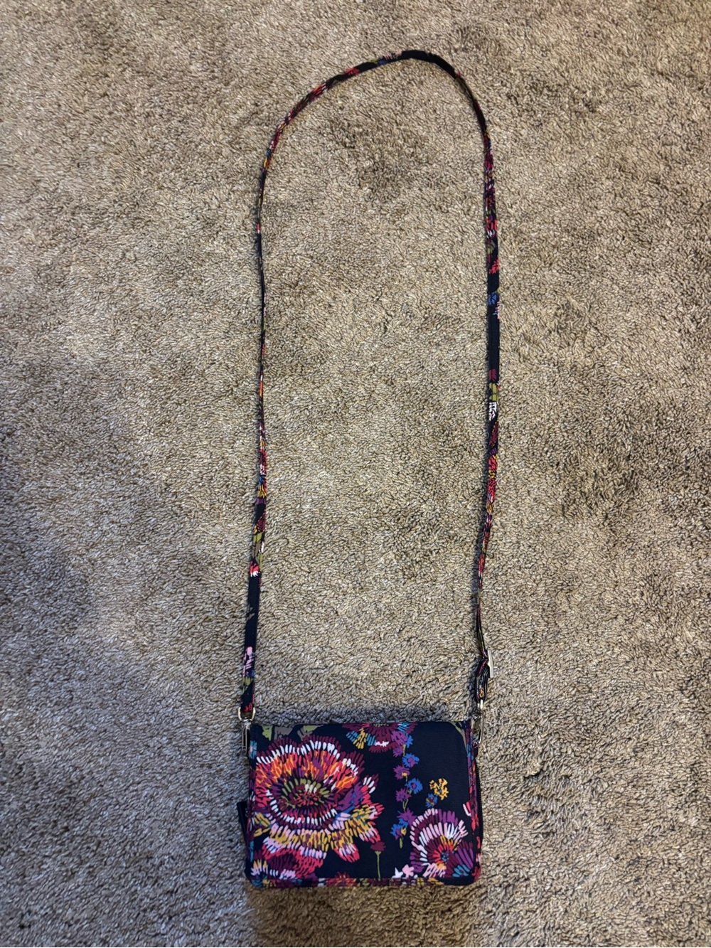 Vera Bradley Navy Floral Crossbody with Pink Accents